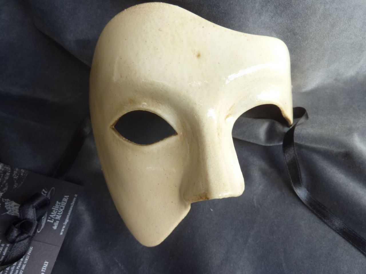 masque le fantome de l'opera, blanc brillant 